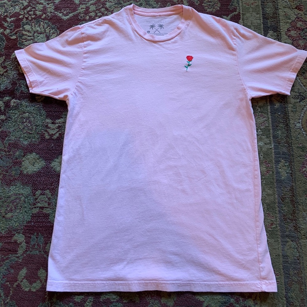 riot society rose embroidered pink t shirt